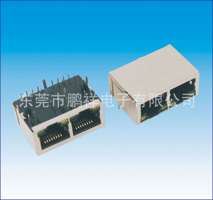 RJ45系列，1X2&nbsp;雙口內(nèi)置變壓器RJ4